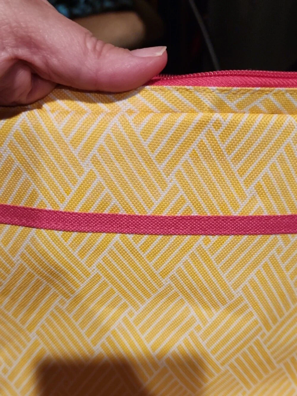 MSC Mainstreer Collextio Yellow Cosmetic Crossbody Bag with Pink Strap